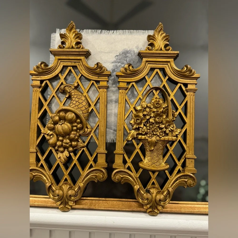 Set of Two Vintage DART INDUSTRIES Gold Wall Decor